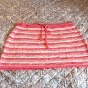 Pink and White Striped Knit Skirt By Madden NYC